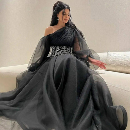 Black Elegant Gowns Evening Long Sleeve Formal Dresses