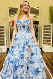 Fashion Sweetheart Floral Ruffle Formal Dress with Slit