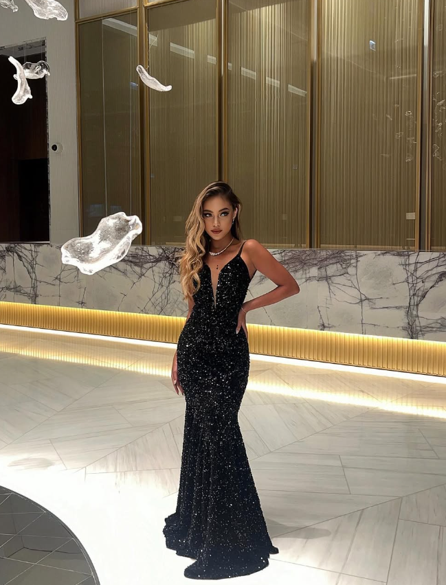 Unique Mermaid Black Sequin Long Prom Dress Maxi Dresses jkprom Unique Mermaid Black Sequin Long Prom Dress Maxi Dresses jkprom