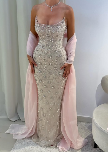 Luxury Woman Party Dress Rhinestone Long Prom Outfit