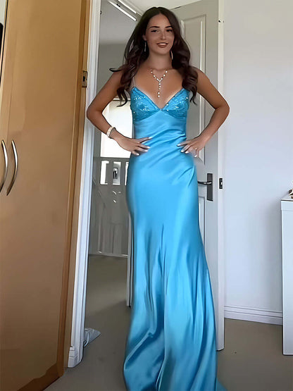Modest Purple Mermaid Formal Dresses Straps Open Back Party Event Dress