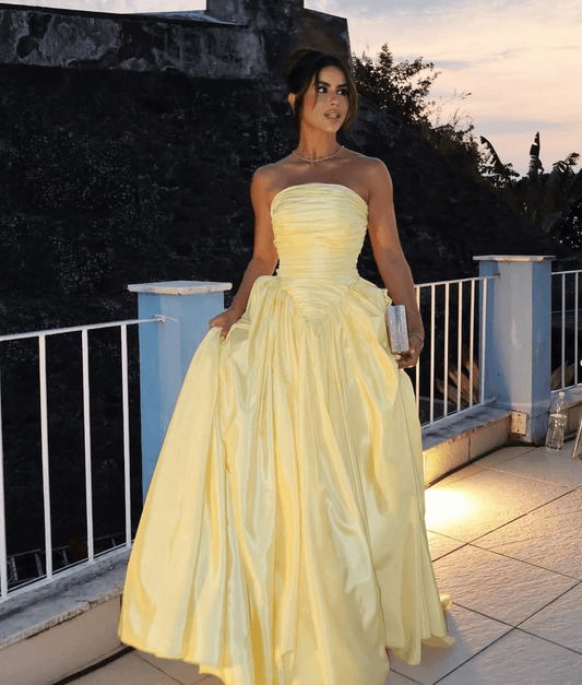 Classy Strapless Prom Dresses Long A-line Women Special Occasion Gown