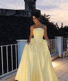 Classy Strapless Prom Dresses Long A-line Women Special Occasion Gown