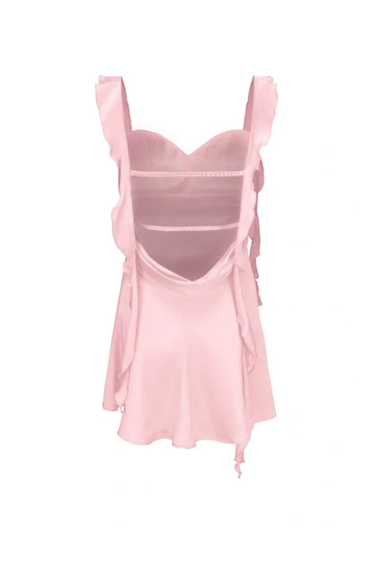 Cute Square Neck Pink Short Hoco Dress Open Back