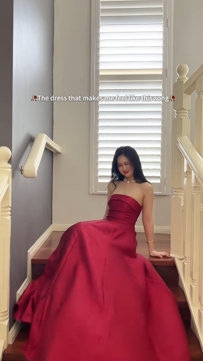Simple A-Line Burgundy Long Prom Dresses Women Formal Occasion Dress