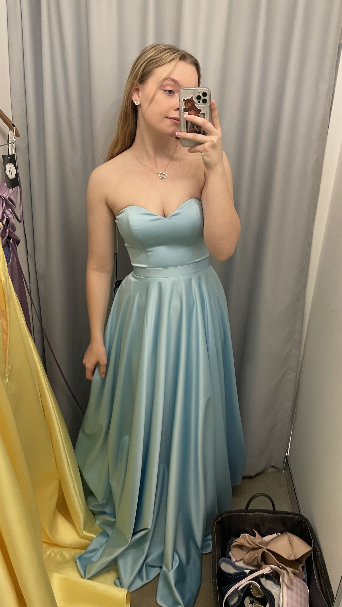 Chic Sweetheart A-Line Pale Blue Birthday Dresses Satin Sleeveless Graduation Dress