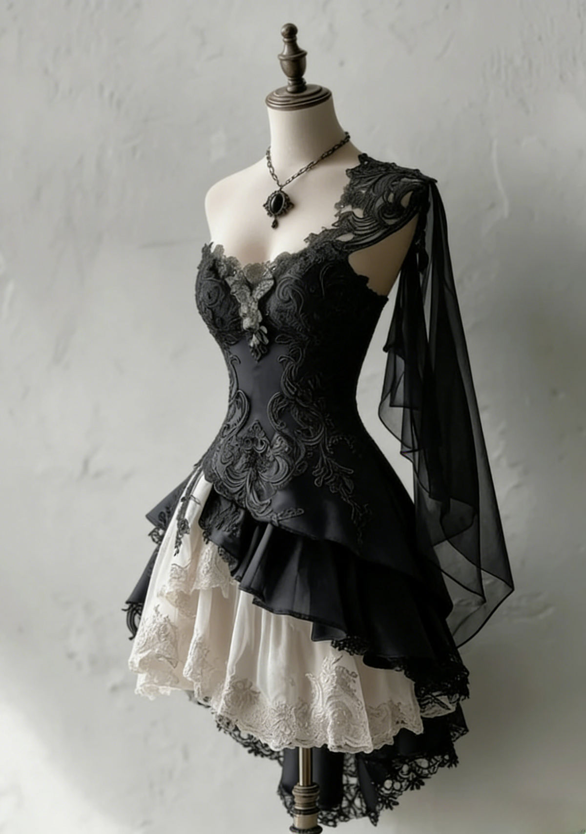 Gothic Black Asymmetrical One-shoulder A-Line Party Dress Draped Short Dresses
