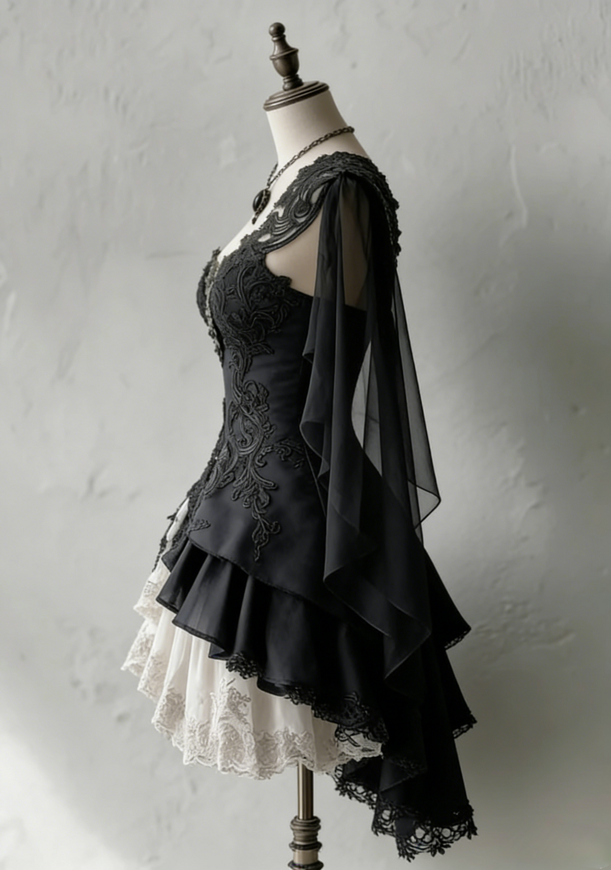 Gothic Black Asymmetrical One-shoulder A-Line Party Dress Draped Short Dresses