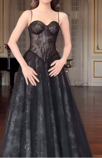 Elegant A-Line Black Long Prom Dresses Lace Birthday Dress with Jacket