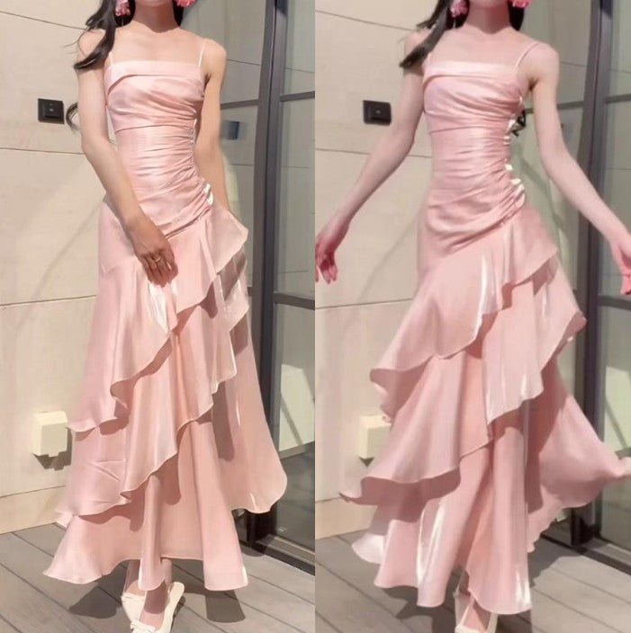 Fairytale Prom Dresses Tiered Ruffles Maxi Dress Spaghetti Straps Layered Ruffle