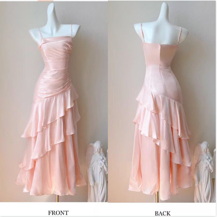 Fairytale Prom Dresses Tiered Ruffles Maxi Dress Spaghetti Straps Layered Ruffle