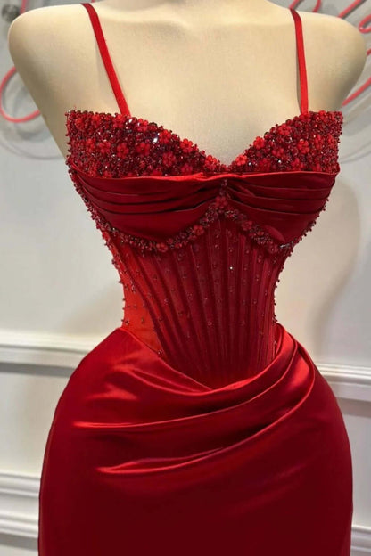 Sexy Prom Dress with Slit and Corset Ruched Bodycon Dresses Outfit Party