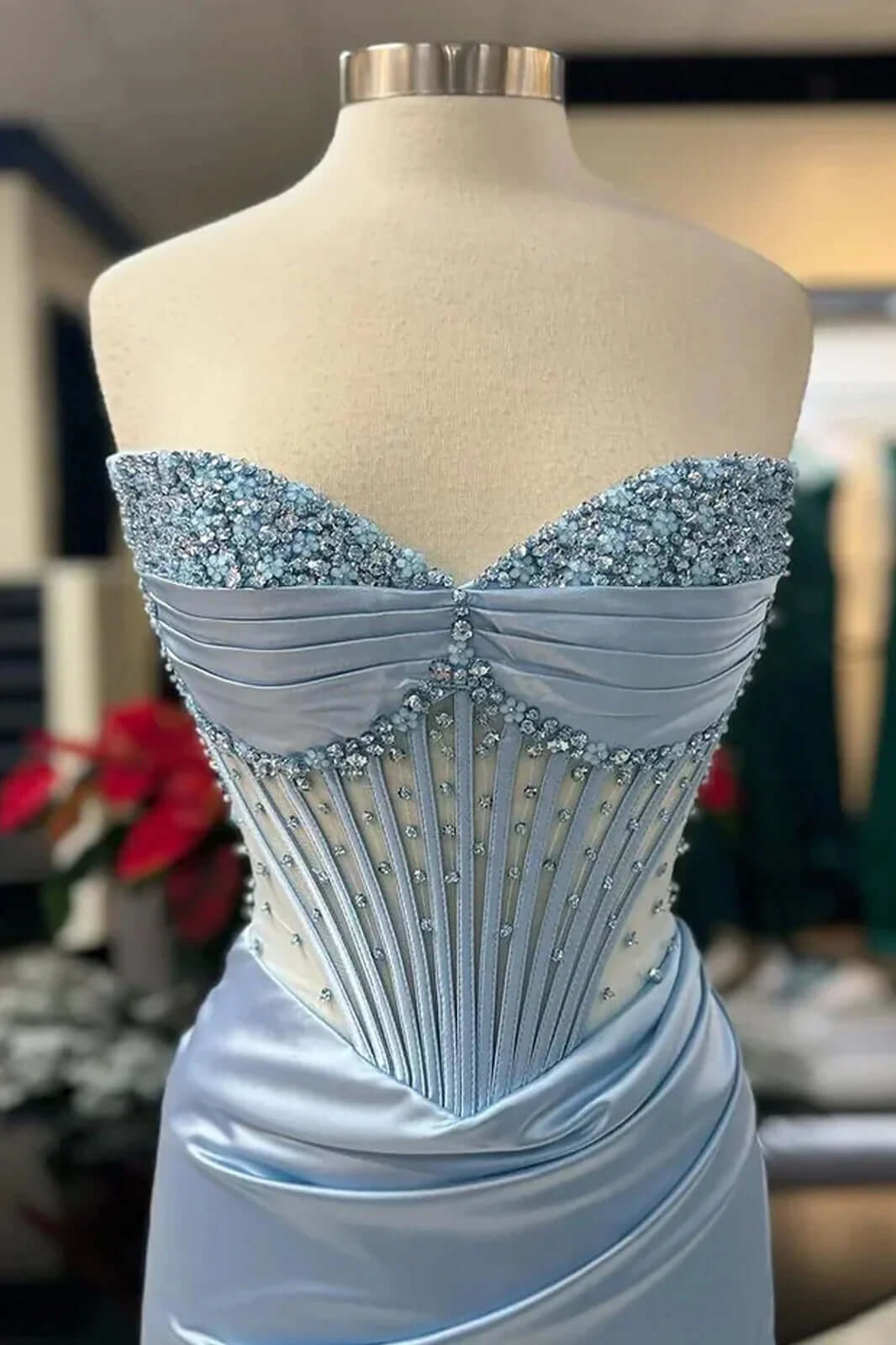 Sexy Prom Dress with Slit and Corset Ruched Bodycon Dresses Outfit Party