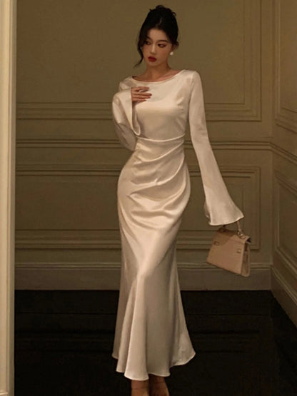Elegant Flare Sleeve Mermaid Maxi Dresses Long Birthday Formal Gown Classy