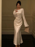 Elegant Flare Sleeve Mermaid Maxi Dresses Long Birthday Formal Gown Classy