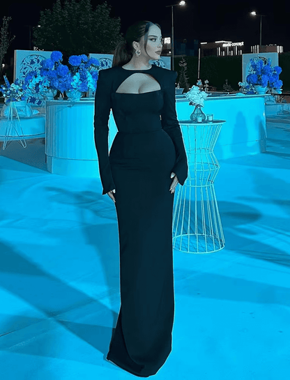 Black Fitted Prom Dresses Mermaid,Long Sleeves Formal Evening Dress jkprom Black Fitted Prom Dresses Mermaid,Long Sleeves Formal Evening Dress jkprom