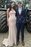 Glitter Blue Prom Formal Dress Long Mermaid Straps Holiday Dresses