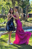 Glitter Blue Prom Formal Dress Long Mermaid Straps Holiday Dresses