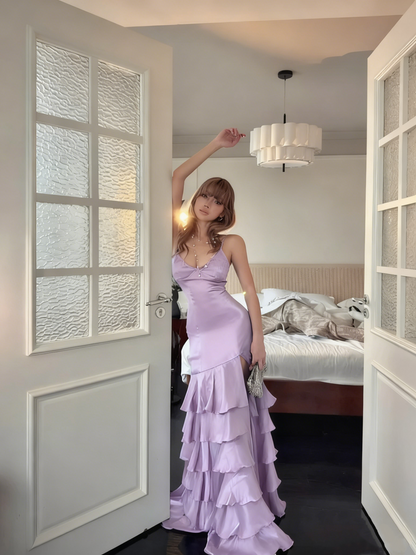 Elegant Navy Blue Long Prom Dresses Slit Formal Pageant Dress