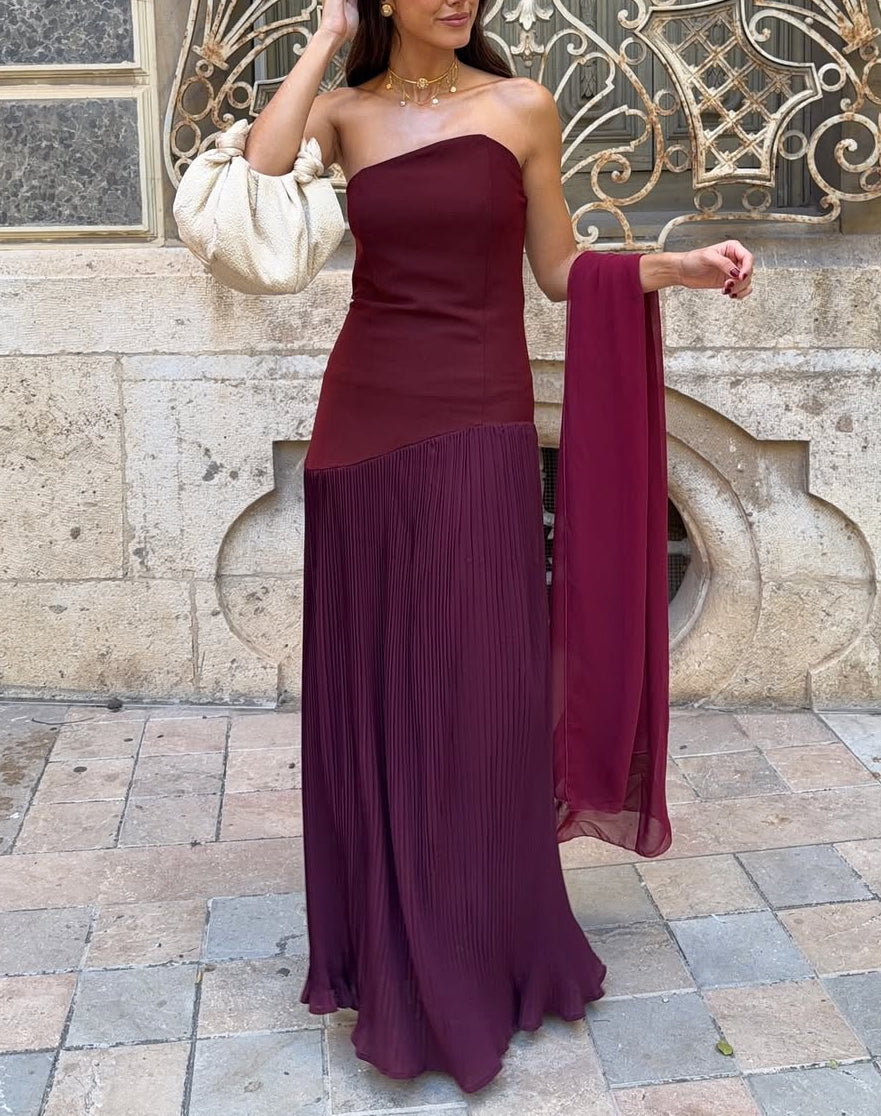 Simple Burgundy Prom Dress Outfit Wedding Guest Dresses Long