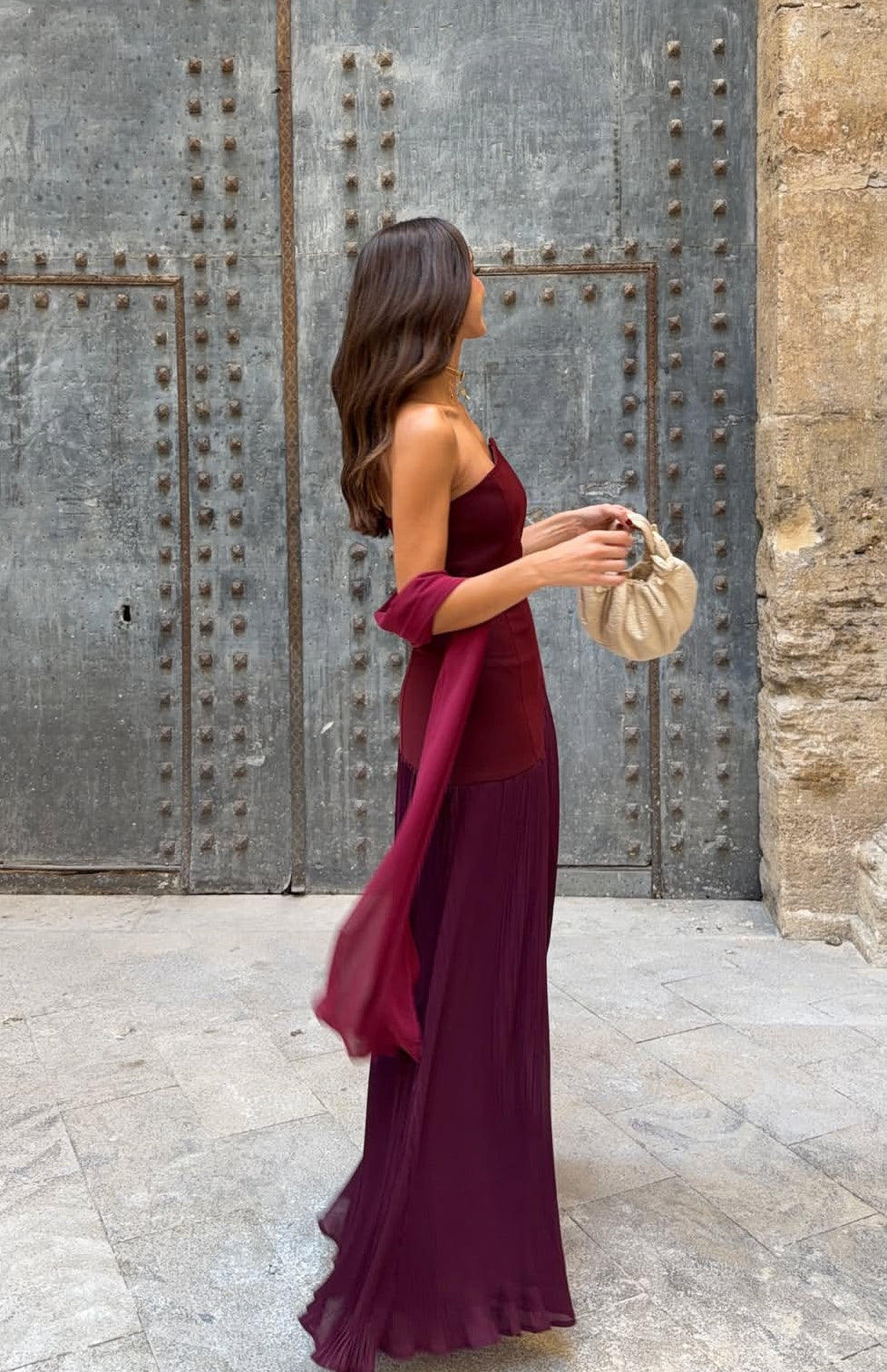 Simple Burgundy Prom Dress Outfit Wedding Guest Dresses Long