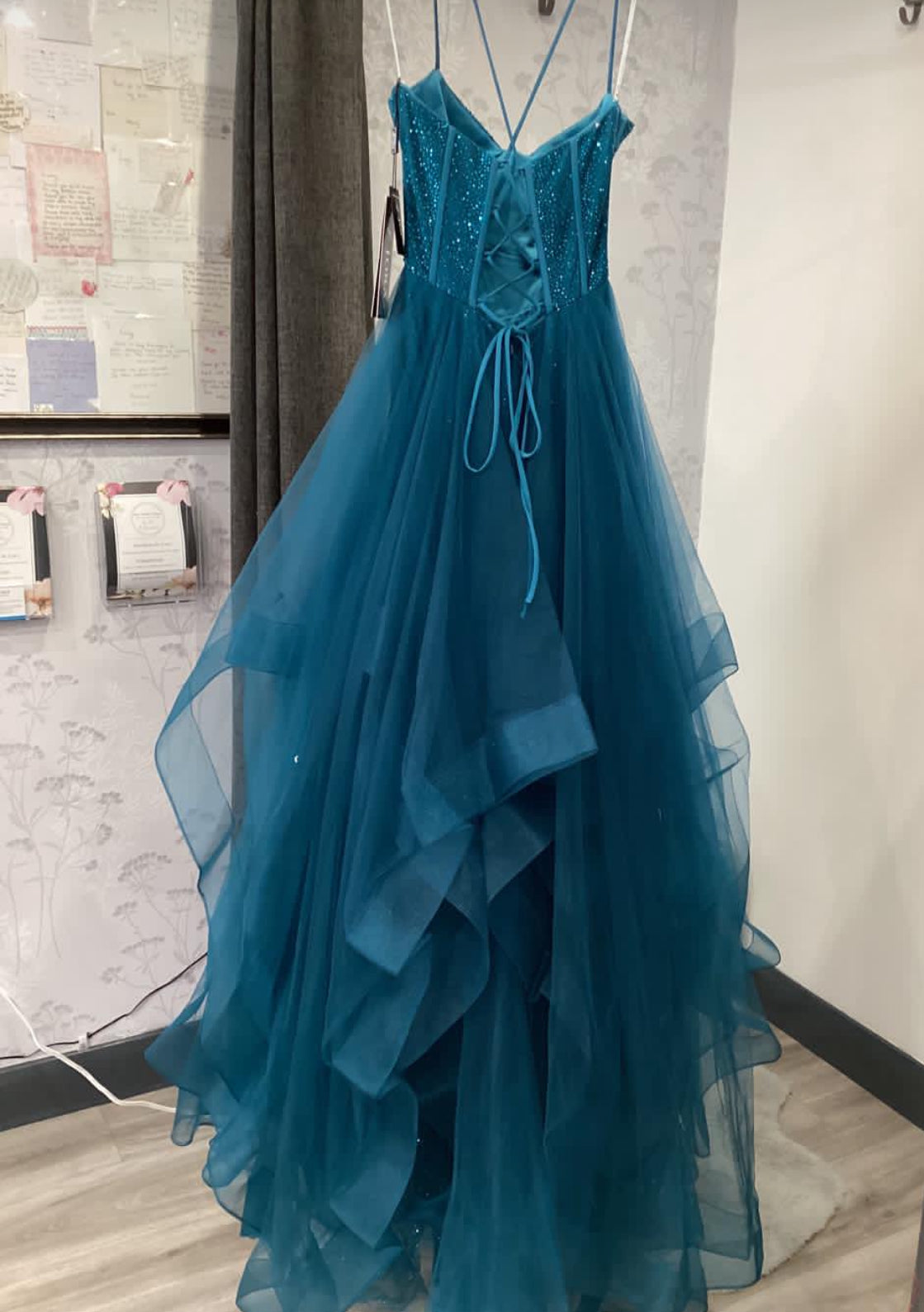 Princess Sparkling Tulle Prom Dresses Ruffle Formal Dress Outfits