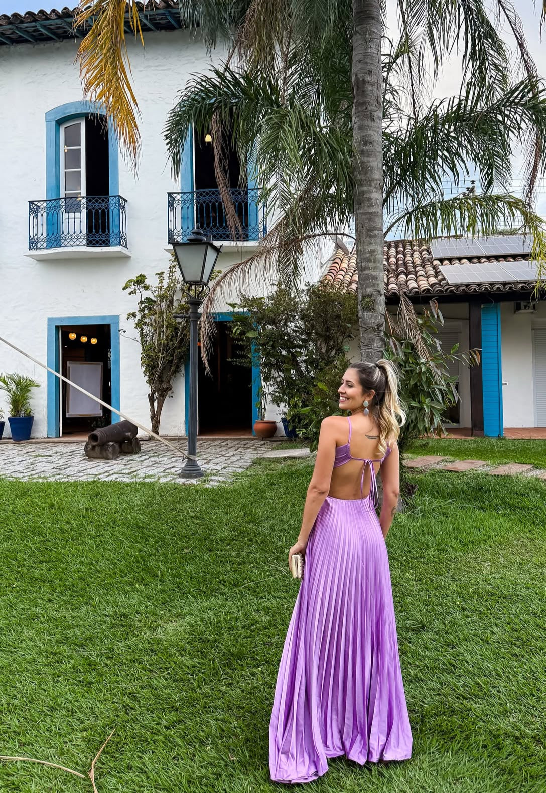 Backless Purple Pleated Long Prom Dresses Backless Formal Occasion Dress