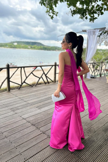 Elegant Satin Long Prom Dresses Mermaid Dress for Formal Occasion