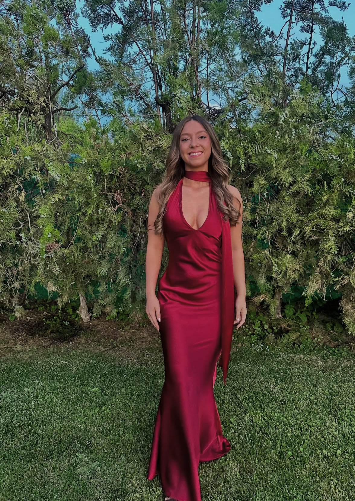 Fancy Burgundy Satin Long Prom Dresses Sexy Dress for Formal Occasion