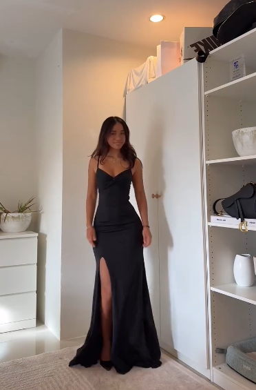 Classy Black Mermaid Long Prom Dress with Slit Formal Party Gown