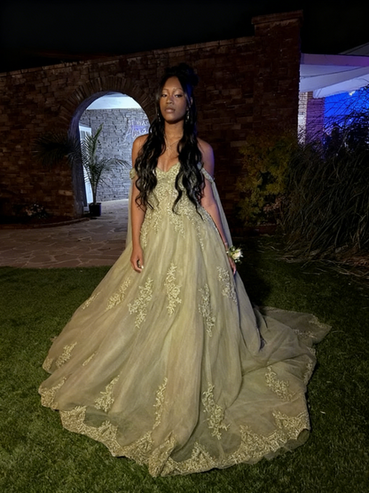 Fancy Green Tulle Prom Outfit Ball Gown Birthday Party Dress