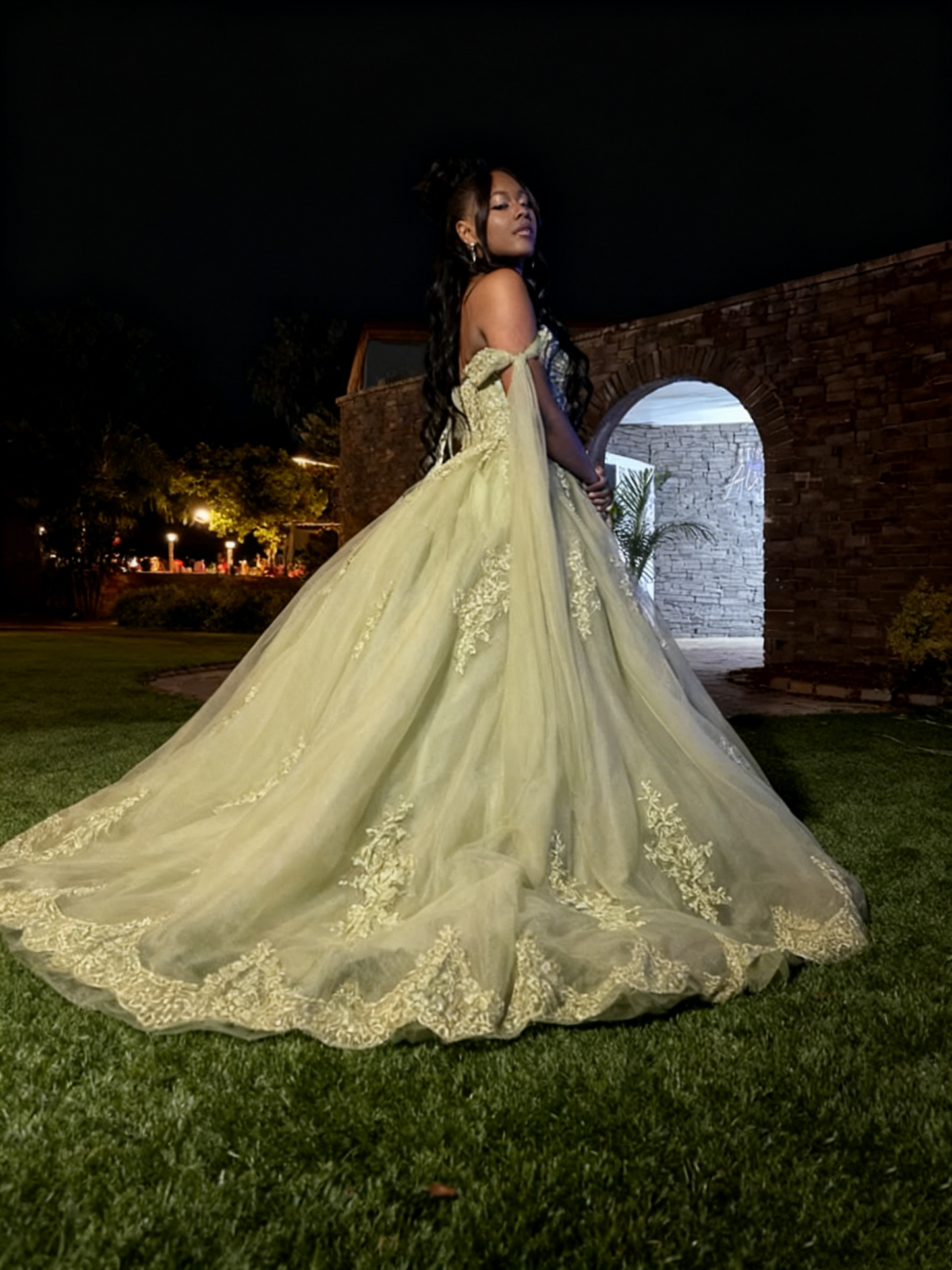 Fancy Green Tulle Prom Outfit Ball Gown Birthday Party Dress