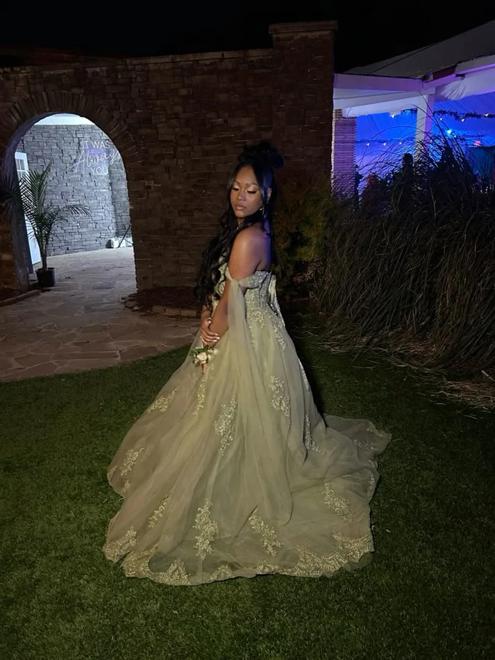 Fancy Green Tulle Prom Outfit Ball Gown Birthday Party Dress