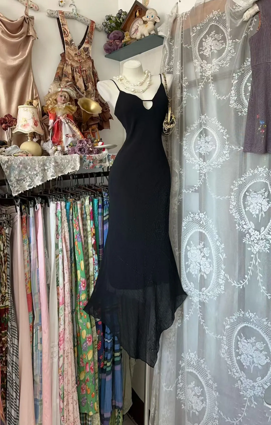 Black Mermaid Chiffon Evening Dress Casual Formal Party Outfit