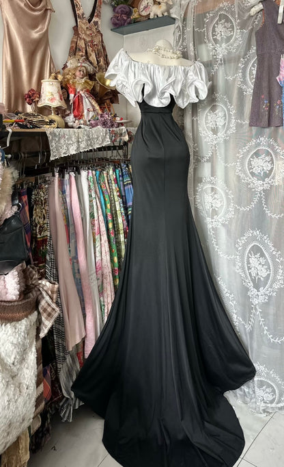 Ruffle Off The Shoulder Black Prom Dress Mermaid Formal Party Dresses Long
