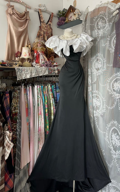 Ruffle Off The Shoulder Black Prom Dress Mermaid Formal Party Dresses Long