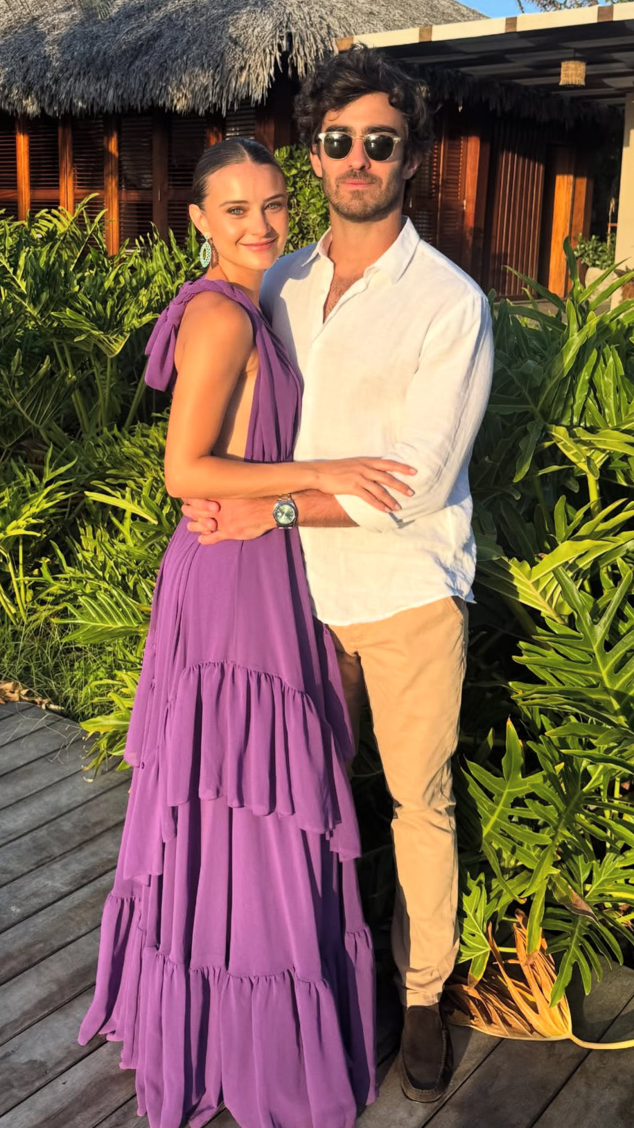 Purple Backless Wedding Guest Dress Deep V Neck Chiffon Formal Party Dresses