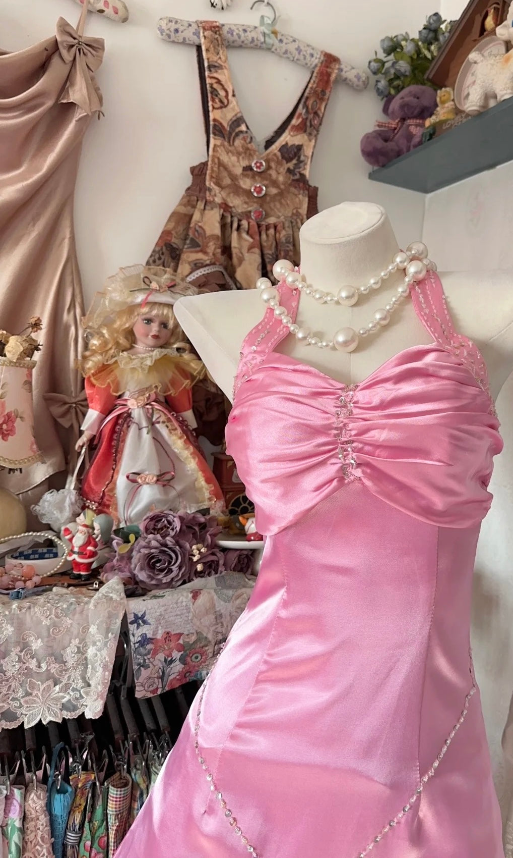 Halter Satin Pink Short Dress Cute Birthday Party Dresses