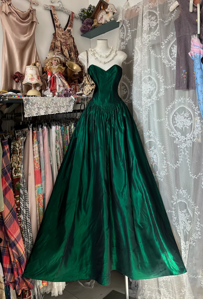 Strapless A Line Green Prom Dress Formal Holiday Party Dresses
