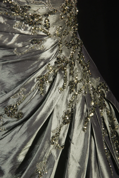 Strapless Satin Beaded Prom Dress Formal Party Dress Long Evening Gown