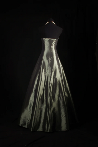 Strapless Satin Beaded Prom Dress Formal Party Dress Long Evening Gown