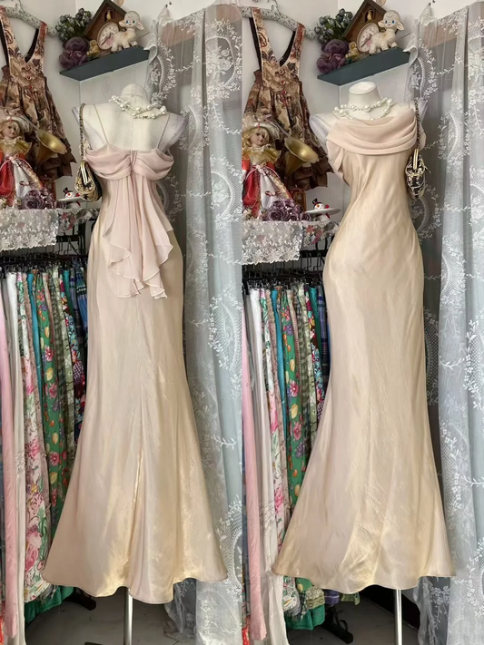 Spaghetti Strap Champagne Prom Dress Luxury Evening Gown Dresses