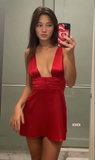 Sexy Red Deep V Bodycon Short Prom Dress Homecoming Dresses