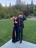 Simple A-line Black Prom Dress,Long Graduation Dresses