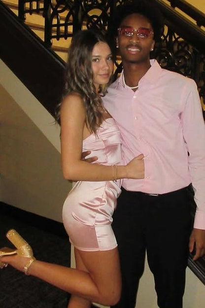 Cute Strapless Satin Short Cocktail Dress Mini Prom Dresses