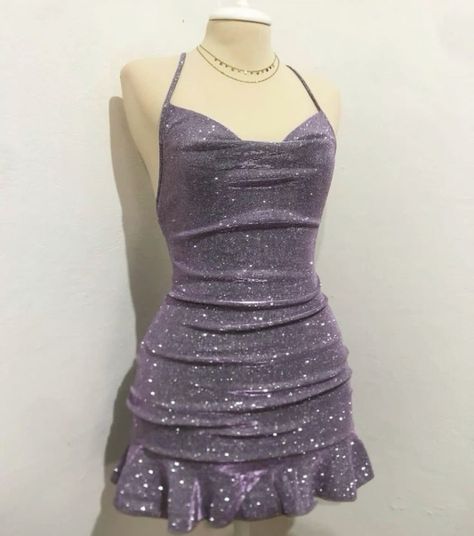Sexy Halter Sequin Sheath Homecoming Dress Cocktail Dresses