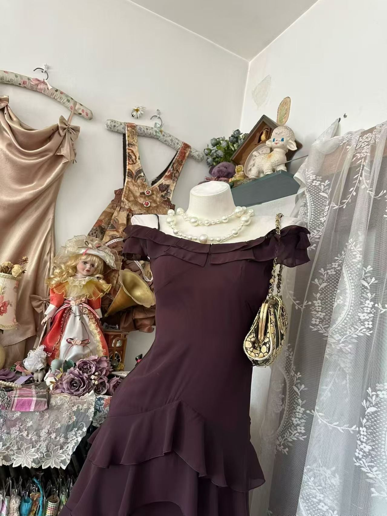 Chiffon Midi Dress Tiered Ruffled Layers Cocktail Dresses