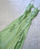 Fancy Mermaid Backless Long Prom Dress Spaghetti Straps Formal Dresses