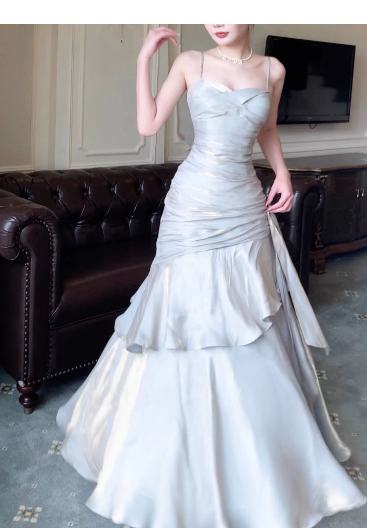 Modest Mermaid Long Prom Dresses Spaghetti Straps Birthday Party Dress Evening Gowns