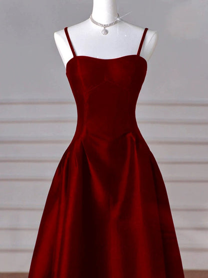 Navy Blue Satin Straps Long Formal Dresses Ball Gown Dress for Woman